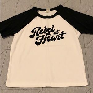 “Rebel at Heart” Slightly cropped Tee